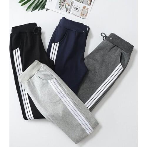 Customizable LOGO2021 three-bar sweatpants womens health pants womens casual pants little feet student military training pants