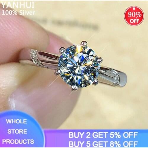 Available In Half Size Ring 1.0ct Natural Zirconia Diamond Ring Silver Test Passed Original 925 Silver Jewelry With Certificate