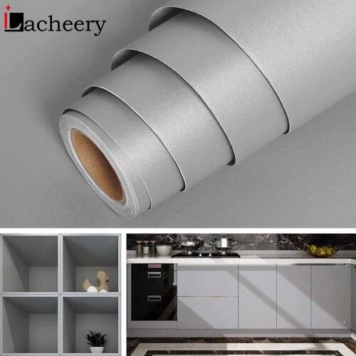 Bedroom Kitchen Cabinets Wardrobe Door Decor Grey Wallpaper Vinyl Self Adhesive Waterproof Wall Stickers Home Improvement Paper
