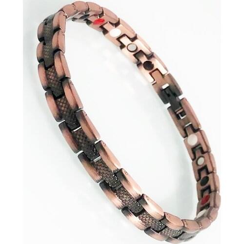 Vintage Soild Copper Mens Hand Bracelet Womens Power 4 In 1 Magnetic Therapy Bangles Link Biker Arthritis Pain Relieve Jewelry