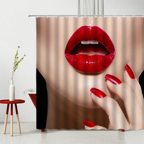 Red Lips Shower Curtain Beautiful Girl Sexy Lips 3D Printing Household Bathtub Bathroom Supplies Polyester Fabric