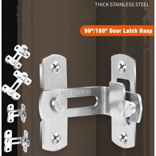 90/180 Degree Door Latches Hasp Bending Latch Buckle Sliding Lock Chain Barrel Bolt Security Tools For Window Cabinet Hotel Home