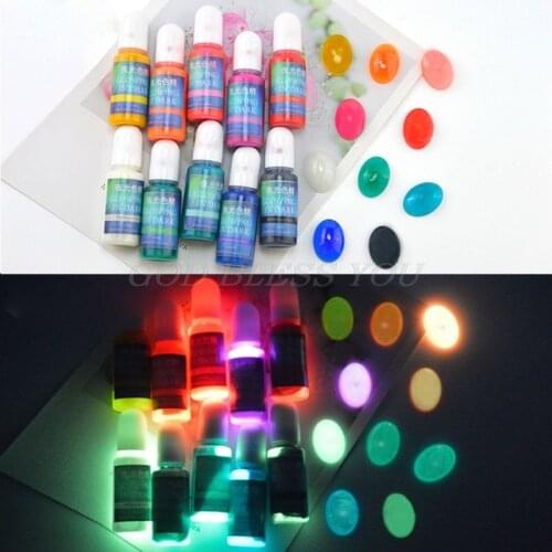 10 Colors Glowing in Dark Epoxy Resin Pigment Kit Luminous Colorant Liquid Resin Dye Jewelry Making Drop Shipping