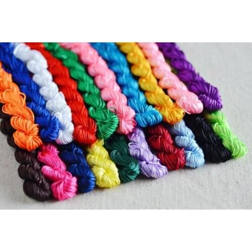 Multi Color 10 lots Nylon Cord Thread Chinese Knot Macrame Rattail cord 1mm*25M For DIY Bracelet Braided