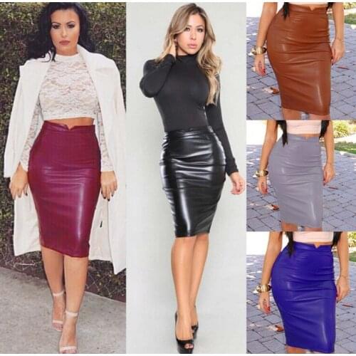 2019 European and American comfortable PU leather skirt spring summer autumn winter bust skirt 1pcs/lot