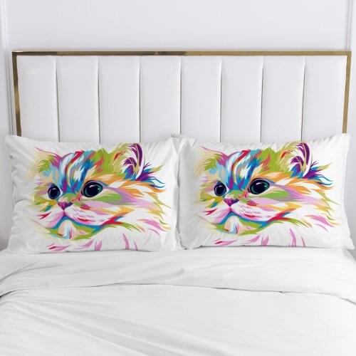 3D Pillow cover Pillow case Luxury Bedding Pillowcase Pillowcovers decorative 50x70 Customizable size Colorful animal cat
