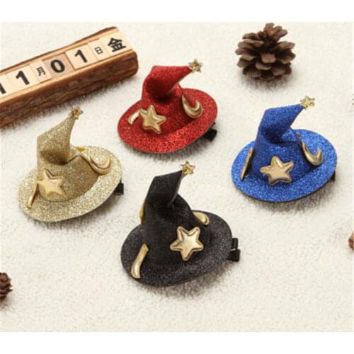 4pcs/set Halloween decorations childrens hairpin gift selling cute witch hat hair accessories head Halloween decoration gift