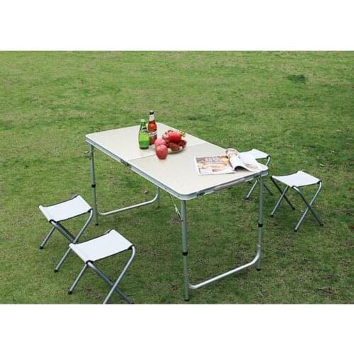 5pcs/set Outdoor Table Portable Foldable Table Chair Camping Furniture Computer Tables Picnic Al Anti Slip Folding Desk HWC