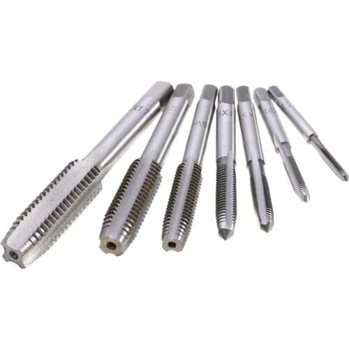 7pcs HSS Metric Thread Tap Tapper Set Right Hand 0.5mm-1.75mm Pitch M3 M4 M5 M6 M8 M10 M12 For Woodworking Tools