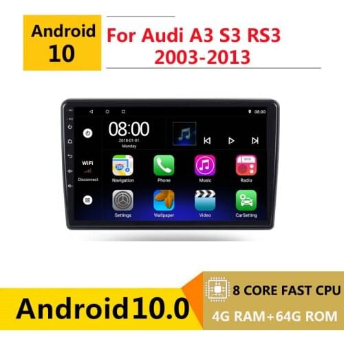 2 din 8 core android 10 car radio auto stereo for Audi A3 2 8P 2003 - 2013 S3 RS3 1 2011 navigation GPS DVD Multimedia Player