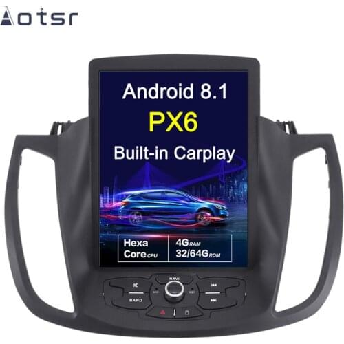 One din PX6 Car stereo Android 8.1 Tesla style Vertical GPS Navigation For Ford KUGA 2013-2018 SWC Multimedia Player Radio WIFI
