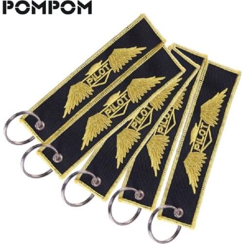 5 PCS/LOT Angel Pilot Key Chain Embroidery Pilot Key Chain Ring Aviation Gift Key Tag Label Chaveiros Atacado Keychain Jewelry