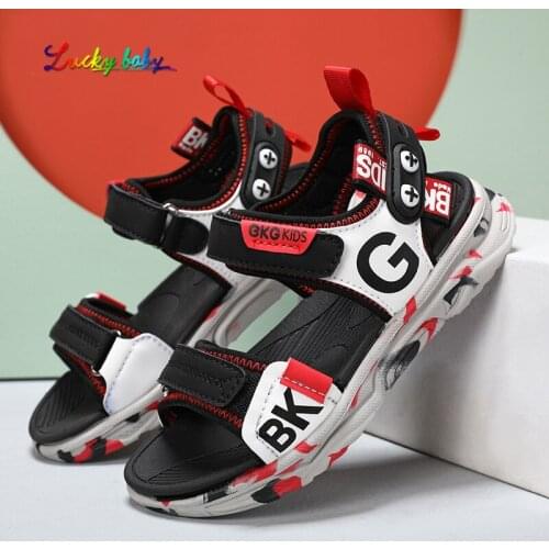 2021 New PU Leather Kids Sandals For Boys Girls Sandals Solid Soft Soled Anti-Slip Children Kids Shoes Summer Beach Sandals