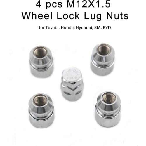 For Toyota Honda Acura US M12x1.5 Car Anti Theft Steel Wheel Lock Lug Nuts Tyre Chrome Locking Nuts 4+1 Set