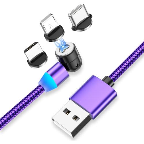 GTWIN 540 Rotate Magnetic Cable 3A Fast Charging Micro USB Type C Cable For iPhone Xiaomi Magnet Charger Phone Data Wire Cord