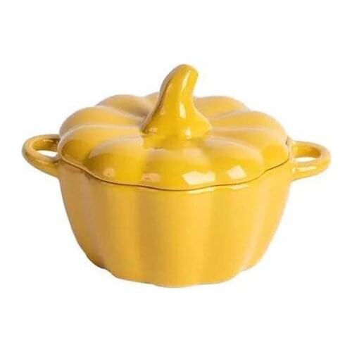 Ceramic Cute Pumpkin Bowl With Lid Home Creative Rice Western Dessert Fruit Bowl