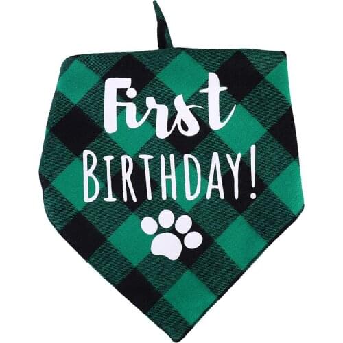 Plaid Dog Bandana Scarf Pet First Birthday Neckerchief Cat Triangle Scarf Puppy Double-sided Saliva Towel Large Dog Accessories