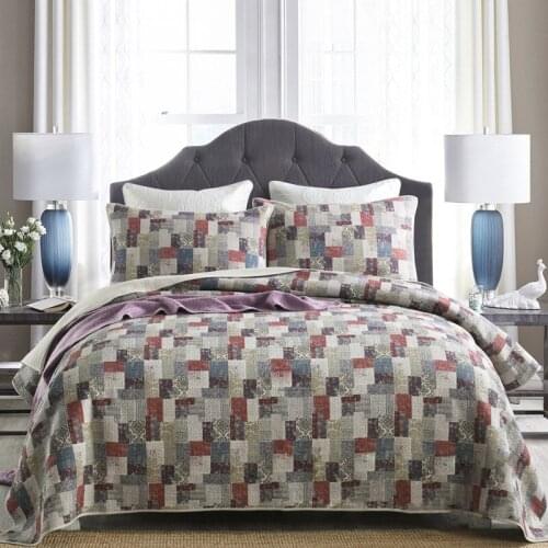 CHAUSUB Vintage Cotton Quilts For Bed 3pcs Quilted Bedspreads Bed Cover Pillowcase King Queen Size Summer Blanket Coverlets