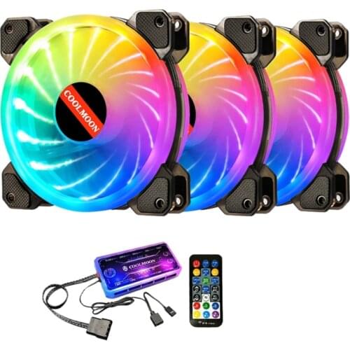 COOLMOON Starlight Fan Set, 12cm Silent Argb Lighting Effect Computer Cooling Case Fan (3 Fan)