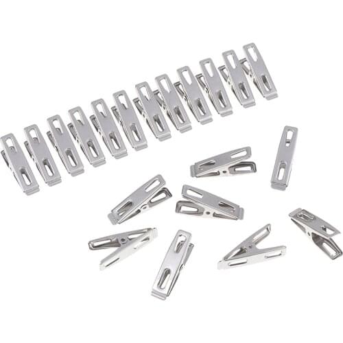 Hot! 20Pcs Stainless Steel Clothes Pegs Hanging Pins Clips Laundry Household Clothespins Socks Underwear Drying Rack Holders