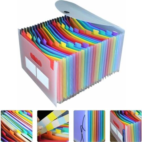 A4 Multifunction Portable File Folder 24 Pockets Rainbow Document Folder