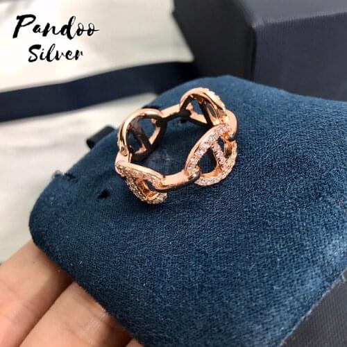 Fashion Charm Sterling Silver Original 1:1 Copy, Pink Silver Maille Marine Ring For Women Jewelry Gift With Logo