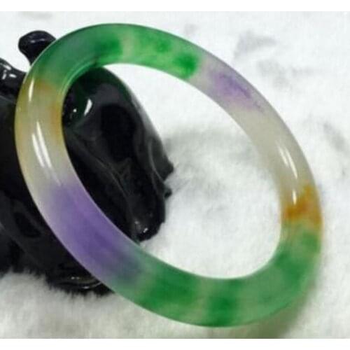Fashion jewelry Certified Natural Beautiful yellow / Multicolor Jade Bangle Bracelet Handmade 58~65MM