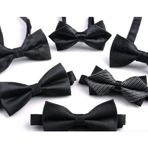 Mens Black Bow Tie Shirt Suit Bow Tie Groom Wedding Korean Version Solid Color Korean Version Best Man Gift Box