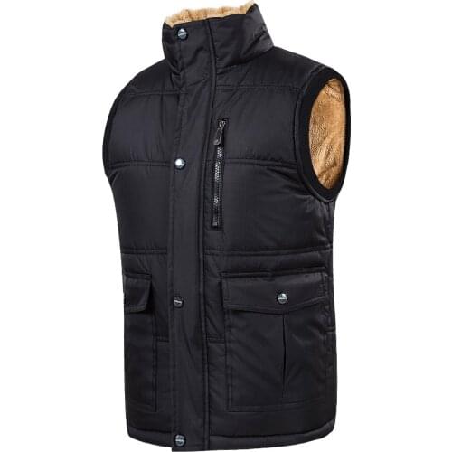 Plus Size 6XL Vest Men Winter Warm Vests Male With Many Pockets Casual Zipper Patchwork Sexy Sleeveless Jacket Vest