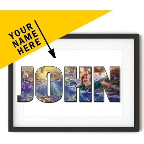 DIY Customize Cartoon Princess Fairy Themed NAME Word Art Diamond Painting Cross Stitch Kits Photo Kid Birthday Gift Home Decor