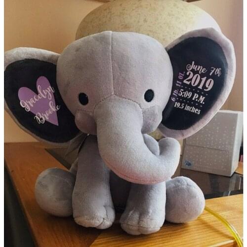 Customize Baby Girl Gift / Baby Birth Stats / Custom Stuffed Animal / Elephant / Custom Monogram Baby boy annoucement gifts