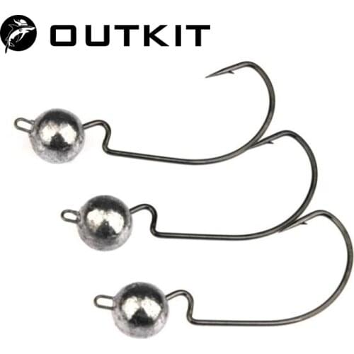 OUTKIT 5pcs/lot crank Jig head hook 3.5g 5g 7g fishing hook lead Jig lure hard baits soft worm fishing tackle accessories