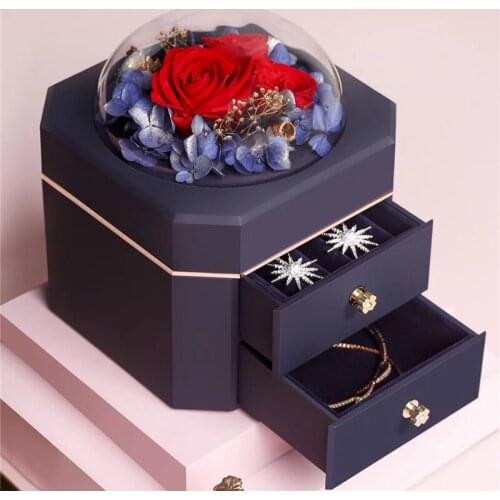 Gift Box Valentines Day Gift Box Spot Immortal Flower Jewelry Box Queens Day High-end Jewelry Box Jewelry Organizer