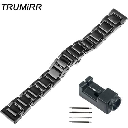 Full Ceramic Watchband 18mm for Withings Activite / Steel / Pop Smart Watch Band Stainless Steel Bracelet Butterfly Buckle Strap