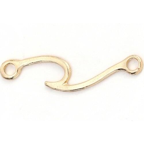 DoreenBeads Zinc Based Alloy Connectors Wave Gold Color Bracelet Necklace Jewelry Accessrioes 32mm(1 2/8") x 8mm( 3/8"), 20 PCs