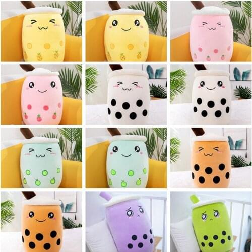 Real-life bubble tea plush toy stuffed food milk tea plush soft doll boba fruit tea cup pillow cushion kids toys birthday gift