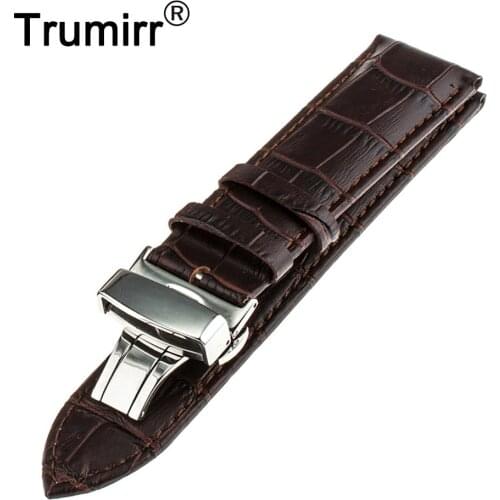 24mm Genuine Leather Watchband Butterfly Buckle for Sony Smartwatch 2 SW2 Watch Band Replacement Strap Bracelet Black Brown Red