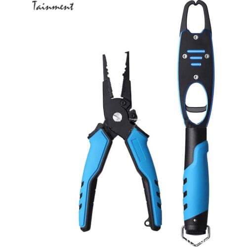 2Pcs/Pack Fish Control Device Space Aluminum Fishing Pliers Lip Lure Clamp Outdoor Fishing Tools Helpers Blue/Green