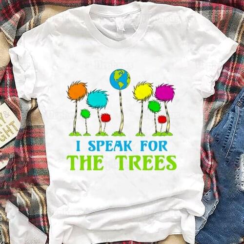 I Speak for The Trees Cute Earth Day T Shirt Save Earth Inspiration Hippie Print Cotton Tees