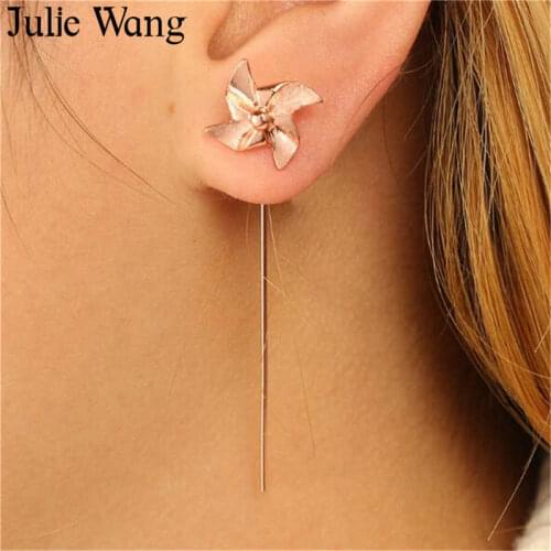 Julie Wang Cute Alloy Windmill Stud Earrings For Women Fashion Summer Ladies Girl Earrings Jewelry Pendientes
