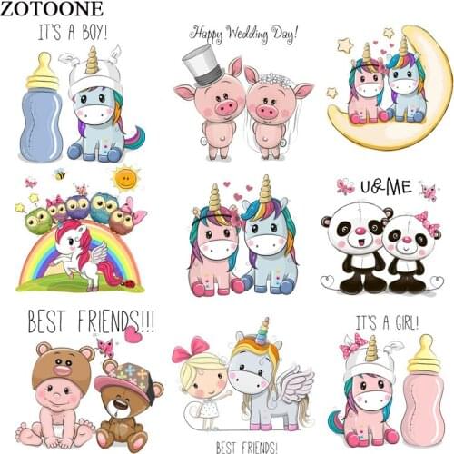 ZOTOONE Cute Animal Unicorn Pig Patch Iron on Transfers for Clothing Applications DIY T-shirt Heat Transfers Appliques Sticker E
