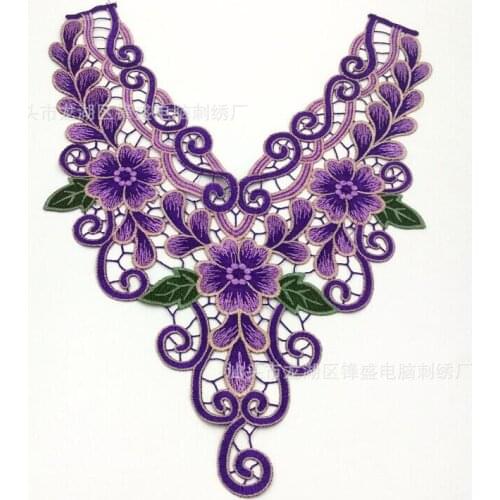 1 PC 31*38cm Pretty Colored Clothes Fake Neckline Neck Lace Patches Embroidered Lace Collar Free Shipping