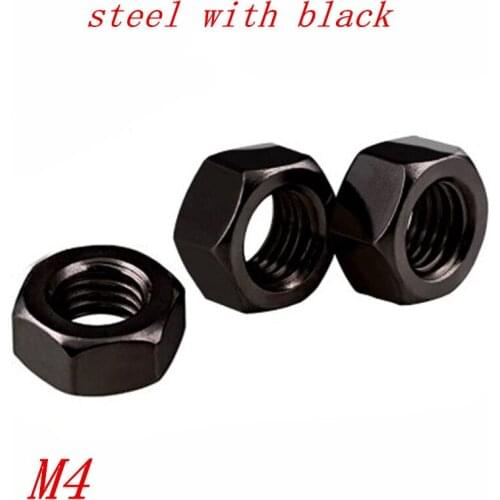 1000pcs/lot m4 carbon Steel with Black Hex nut