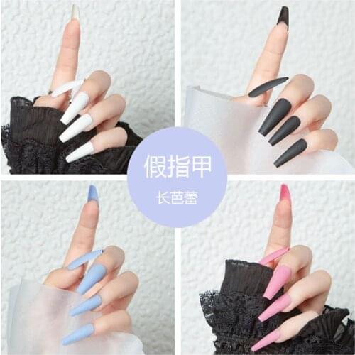 24Pcs Ballet Trapezoid Nail Matte Red Black White False Nails With Nail Extension Fingernails Fake Nail Supplies