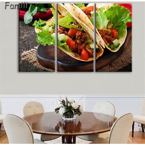 3pcs Unframed Kitchen Food Pattern Spray Oil Painting Canvas Print Art Poster Picture Painting Home Kitchen Flavors Decor