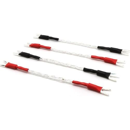4Pcs J304 HIFI jumper cable, OCC Copper Silver Plated Y Spade to Y Spade interconnect audio plug Connector Bridge Cable Wire