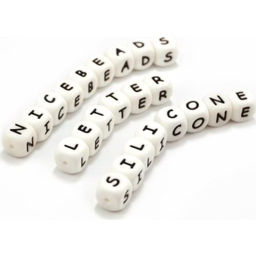 Sutoyuen 500pcs 12mm Silicone Alphabets Letter Beads Food Grade Teething Beads Bracelets Chewing Necklaces Jewelry Baby Teether