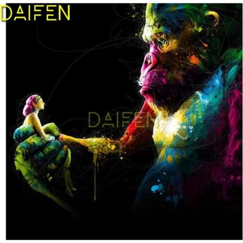 DIY 3D Diamond mosaic Full Round Diamond painting animal Full Square Diamond embroidery Cross stitch orangutan monkey and girl