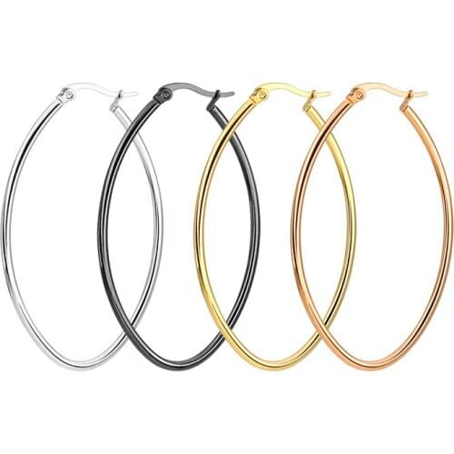 AsJerlya 2021 New Arrive Punk Rock Minimalist Big Gold Black Round Circle Hoop Earrings Women Jewelry Accessory Female Brincos