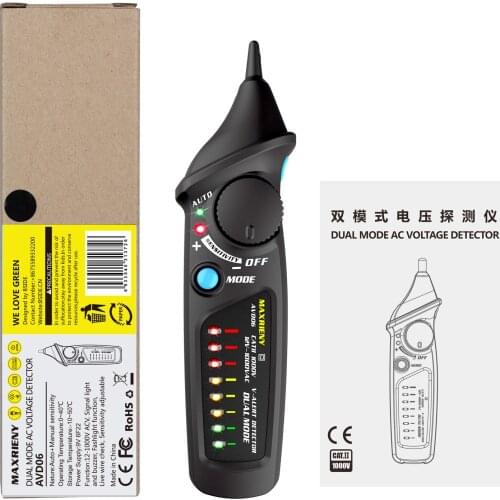 AVD06 Dual Mode AC Voltage Detector 12V/48V~1000V Circuit Tester Non-contact AC Voltage Test Pen with Flashlight Function